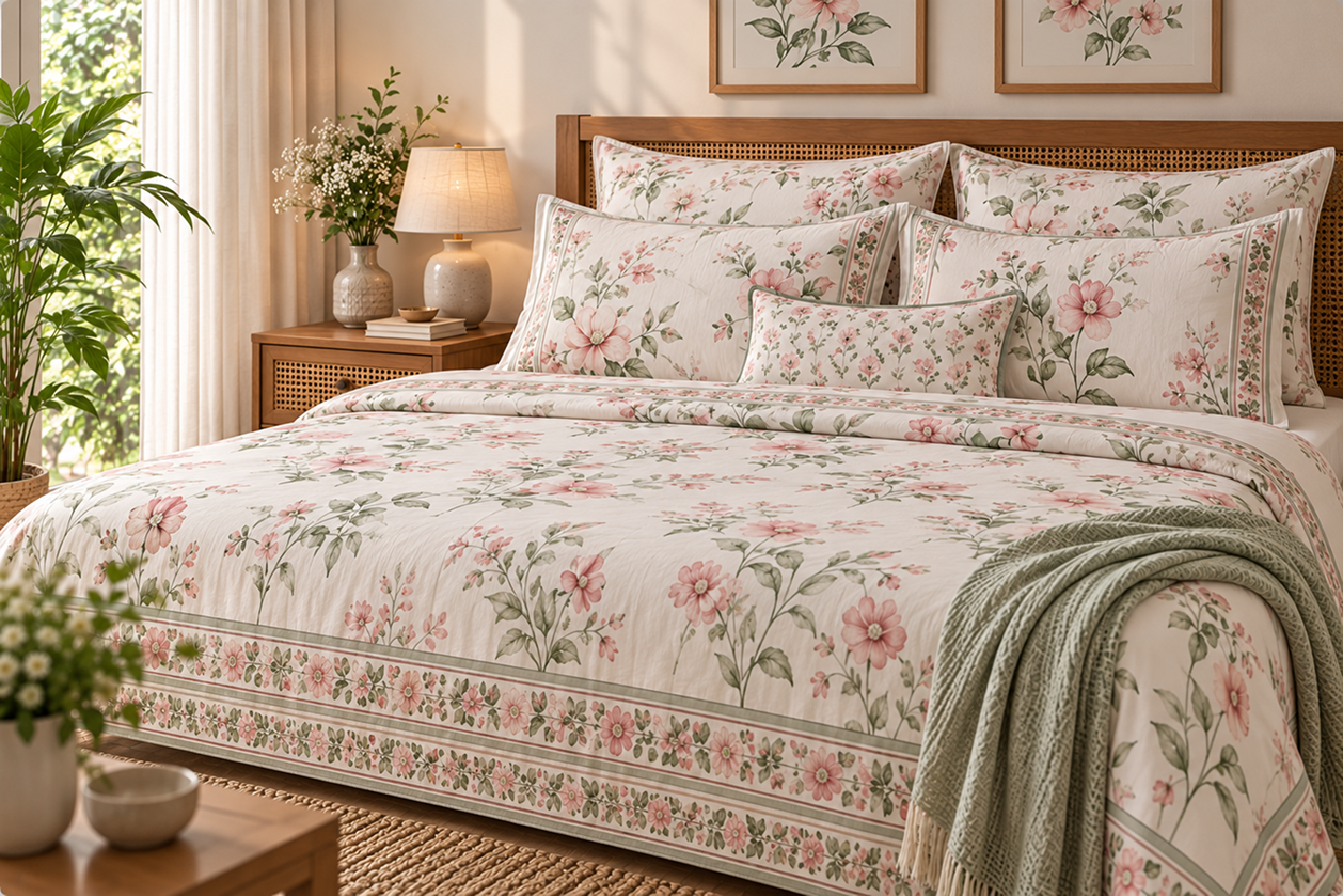 Amber Jaal hand block printed bedsheet