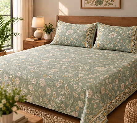 Rani Bel hand block printed bedsheet